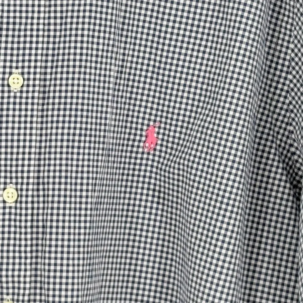 Ralph Lauren 2XB‎ Big & Tall Gingham Button Down Navy Pink Pony Classic Fit